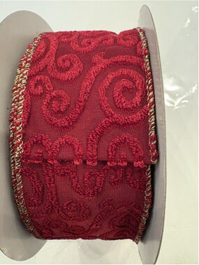 Lion Ribbon Co. Full Roll Upscale Christmas Ribbon-2.5” X 15 Yards-c3 Burgundy